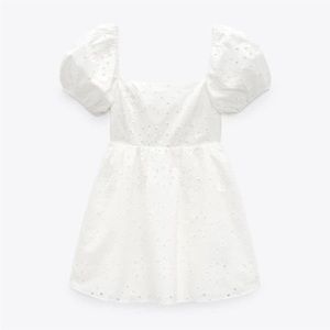 Zara Eyelet Dress with Cutwork Embroidery White